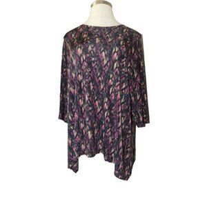 Coldwater Creek Size 2X Plus Size Slinky Stretchy Sharkbite 3/4 Sleeve Top